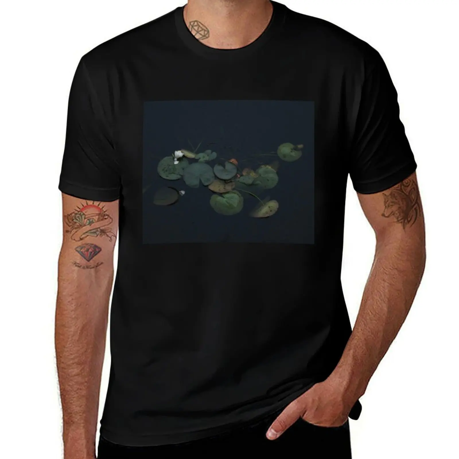 Water Lily Pads T-Shirt Basic Casual Short Sleeve Cotton Shirt T-Shirt