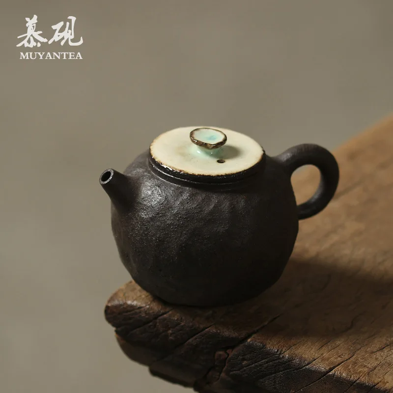 Mutaow Japanese-Style Handcrafted Teapot, Fully Handmade Vintage Single Pot, Zen-Inspired Rough Ceramic Kung Fu Pu'er Tea Set