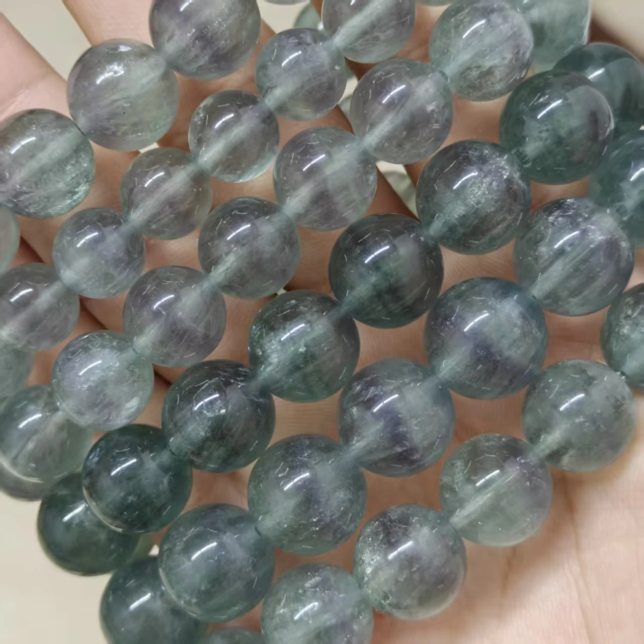 Natürliche AAA Drahtgezogene Blau-Violette Fluorit Glücksstein Glatte Runde Perlen für Schmuckherstellung, Armband- und Halsketten-Design, Geschenk – Detail 5
