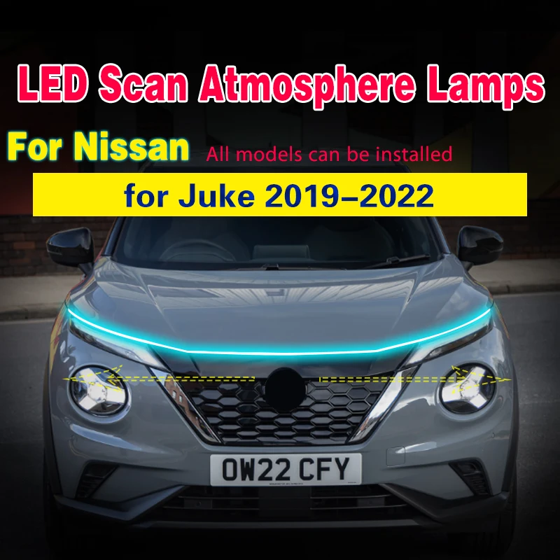 Car Daytime Running Light Strip Waterproof Auto Decorative Atmosphere Lamp Ambient With Start Scan For Nissan Juke 2019-2022