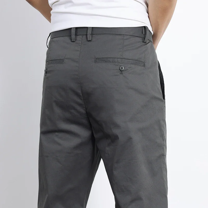 HN8 2024 Primavera Verão Masculino Negócios Casual Calças Retas Para Homens Moda Algodão Fino Baggy Homem Clássico Preto Cáqui Pan8...Gf