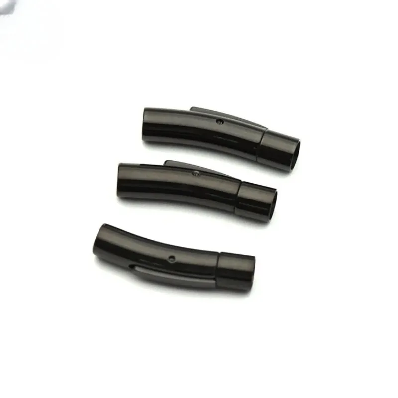 5Pcs/Lot Stainless Steel Snap Push Buckle Leather Cord Bracelet Spring Buckle Titanium Steel Jewelry Findings Wholesale