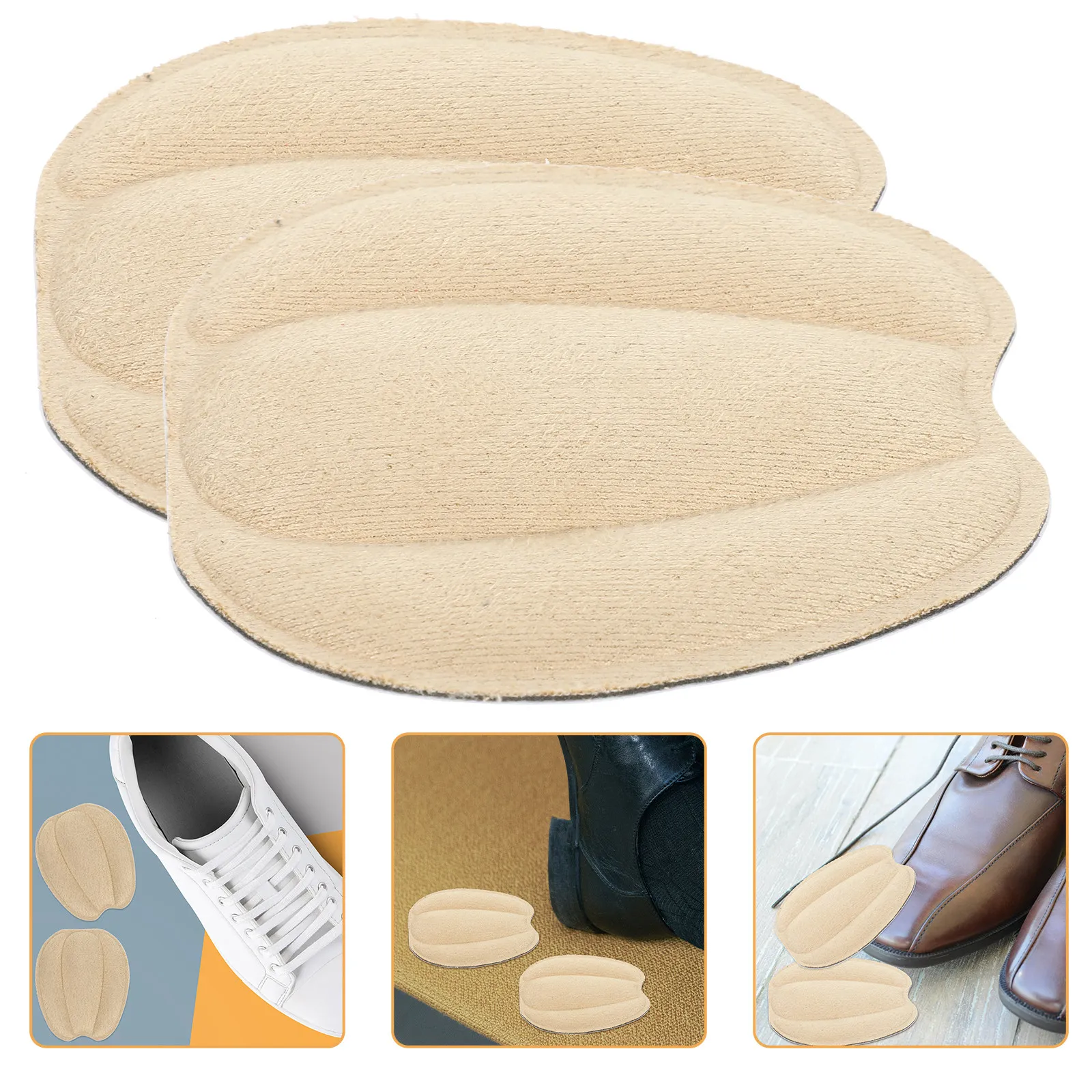 1Pair Suede Sponge Tongue Pads with Double-Sided Tape for Comfortable Secure Fit in Loose Shoes Non-Slip Forefoot Cushion Pads