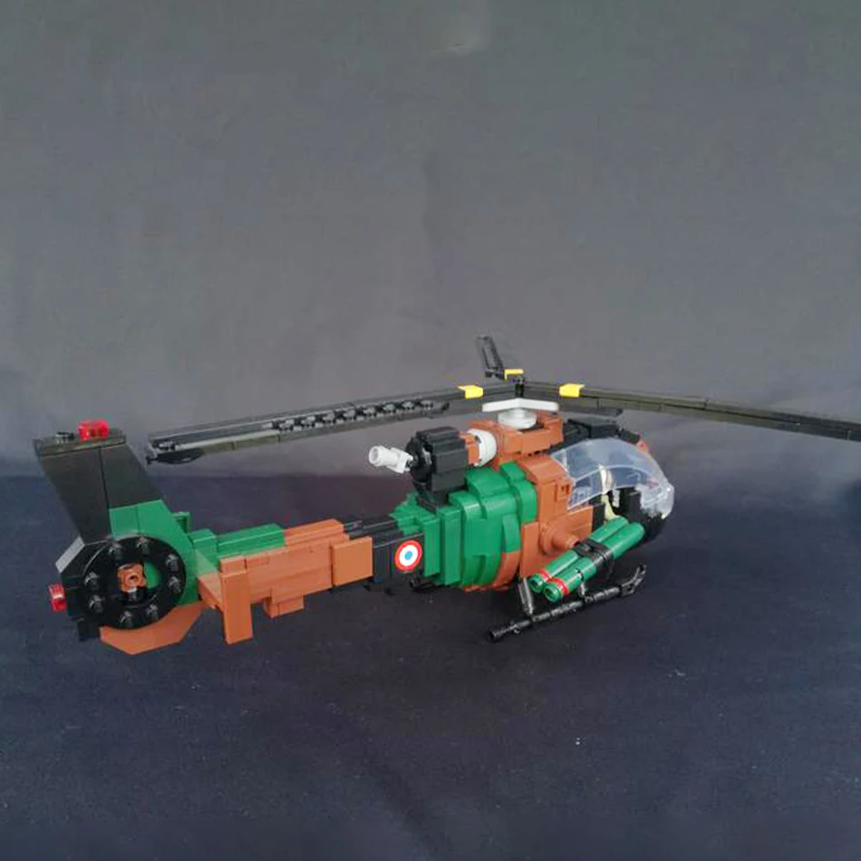 MOC Modern Military SA342 Light Armed Helicopter Building Blocks Model Aircraft 334PCS Bricks Tech Assembly Toy Men Gifts