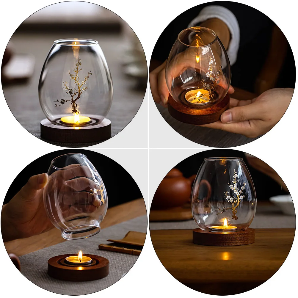

1Pcs Glass Holder Delicate Flower Pattern Cover Protective Transparent Glass Shade Decorative Accessory