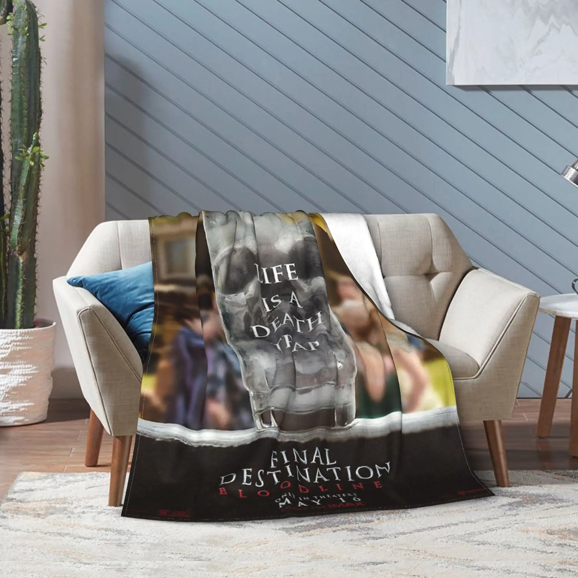 

Soft Final destination life is a death trap Throw Blanket Premium Fleece Flannel Bed Blanket Cozy Fluffy Blankets All Season Use