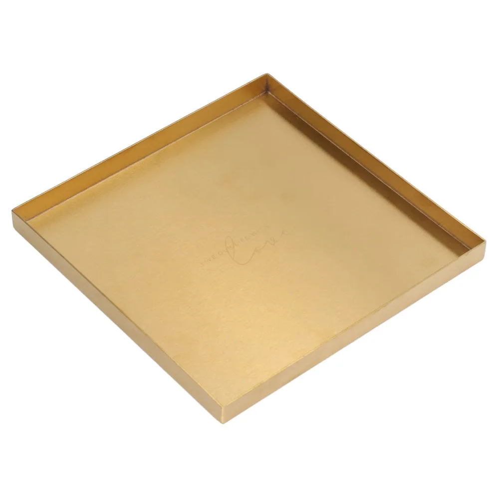 Stainless Steel Gold Stainless Steel Tray Gold 8 X 8 X 0.6in Makeup Tray Organizer Square Small Storage Decorative Jewelry Dish
