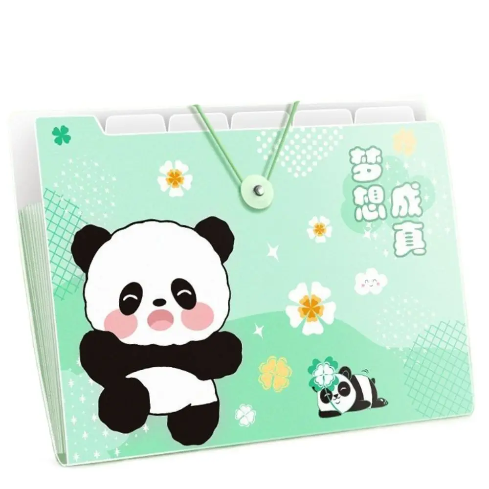 Cute Panda A4 File Bag File Folder Chinese Style 5/8/12 Layers Student Homework Orginizer with Index Stickers Waterproof