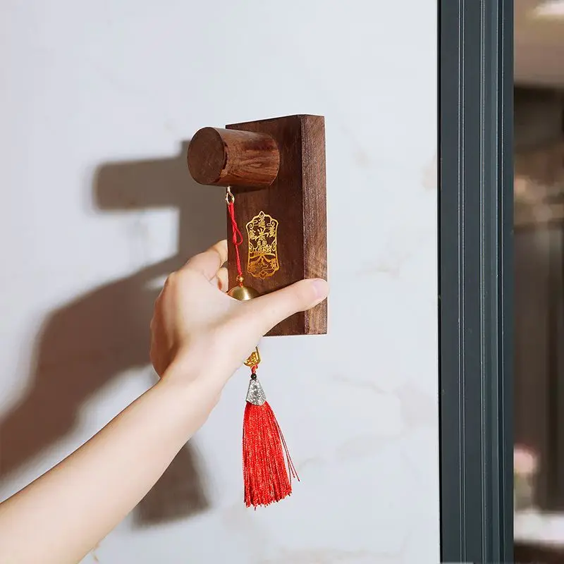 Doorbell black walnut paste door reminder Chinese style wall hanging decorative ornament refrigerator door wind chime pendant