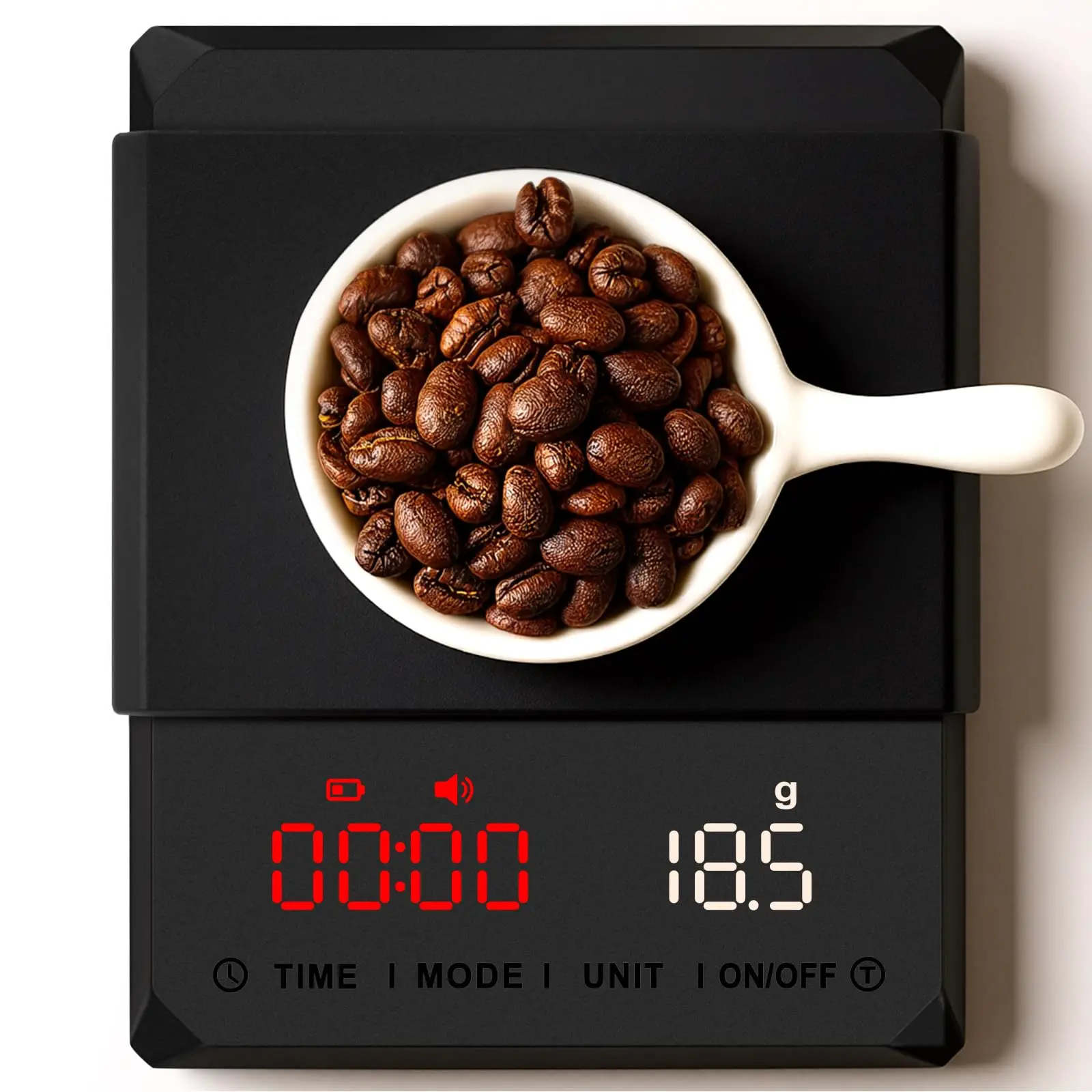 Mini Báscula para Café con Temporizador - Báscula para Espresso Recargable 2kg X 0.1g Precisión, Temporizador de 3 Modos, Pantalla LED