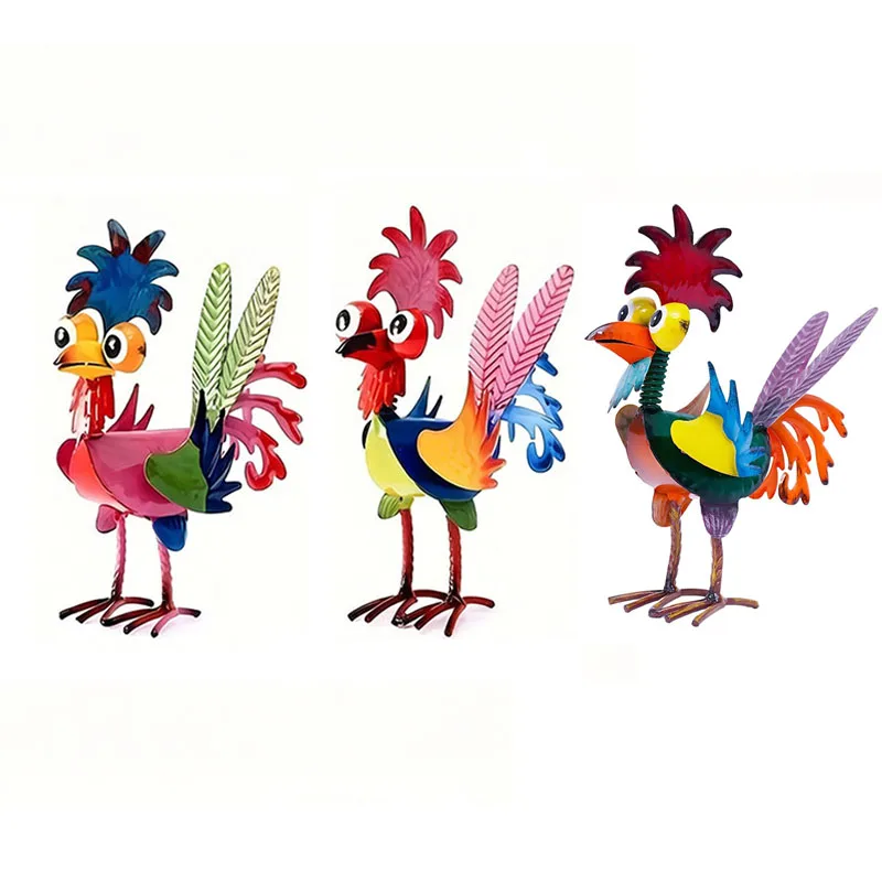 

Rooster Figurines Metal Chicken Statue Animal Sculpture Yard Art Backyard Patio Lawn Ornament Decoration