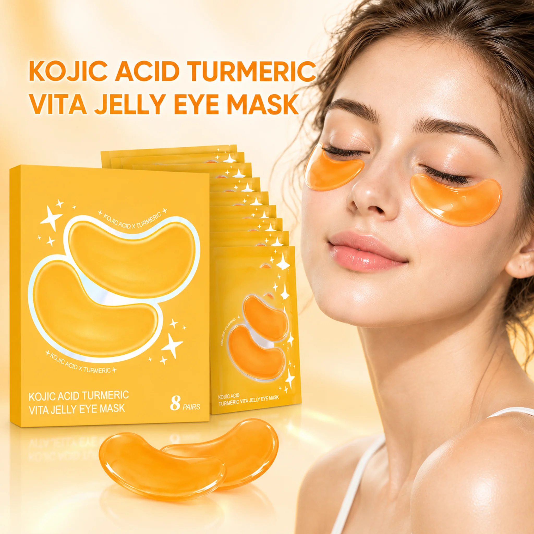 Kojic Acid Turmeric Vita Jelly Eye Mask For Puffy & Tired Eyes,Soothing Calming Eye Area Skin Radiance Care,Hydrogel Eye Patches