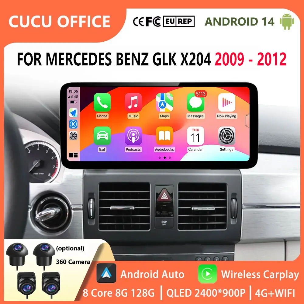 

GPS Navi Ultra-Thin screen 4G Android OS Car Video Multimedia Player for Mercedes Benz GLK X204 2009 - 2012 Wireless Carplay BT