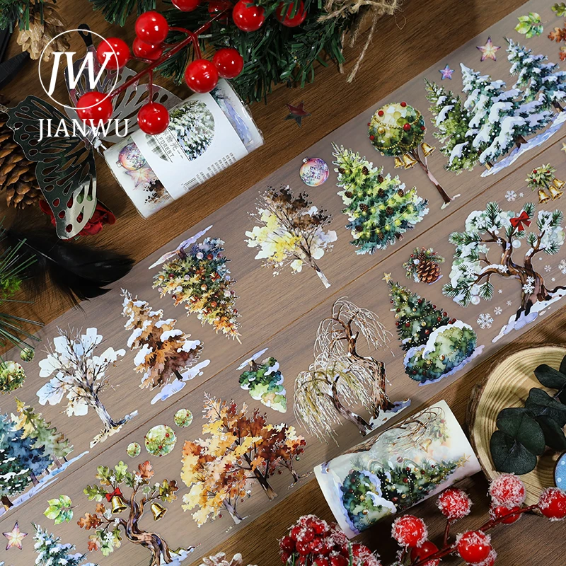 JIANWU 70mm*200cm Vintage Forest Tree Landscape Material Collage Scrapbooking PET Tape Creative DIY Journal Stationery