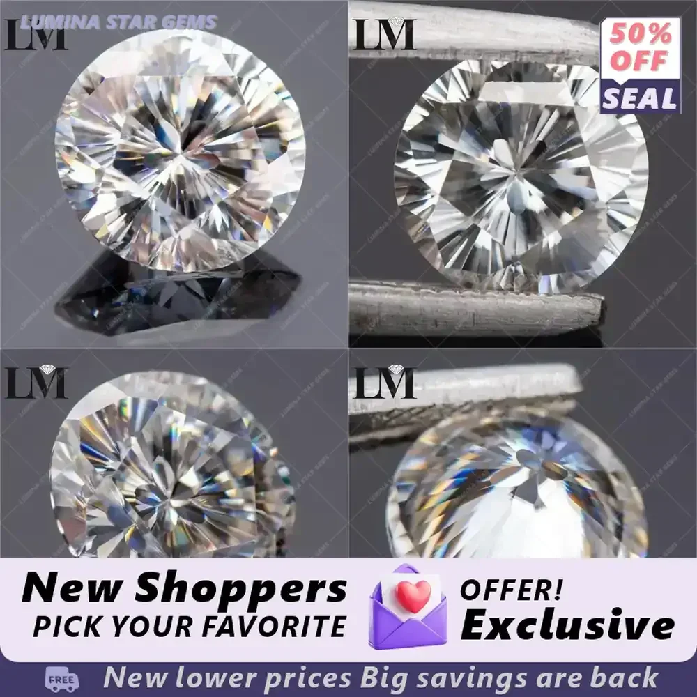 Lab Grown Sapphire Moissanite Round Sakura Cut VVS1 D Color Gemstone for Charms DIY Jewelry Making with Certificate for