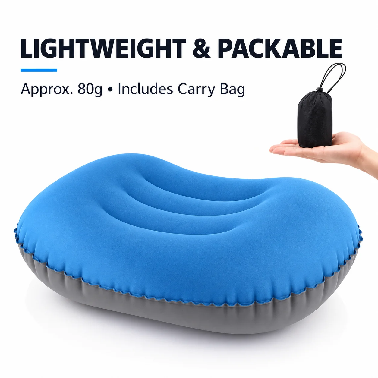 Ultralight Inflatable Camping Pillow Compact Travel Air Pillow for Neck Lumbar Support Backpacking Hiking Outdoor gallery 1