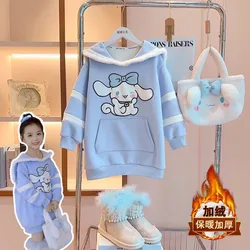 Cinnamoroll Anime Kawaii Sanrio Ins Cashmere Sweater Hooded Cute Cartoon Children Princess Long Sleeve Shirt Dress Gifts Toys