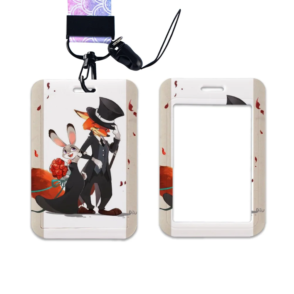 Work Card Holder Disney Zootopia Name Badge Holder with Keychains Student Id Card Lanyard Holder Accessories