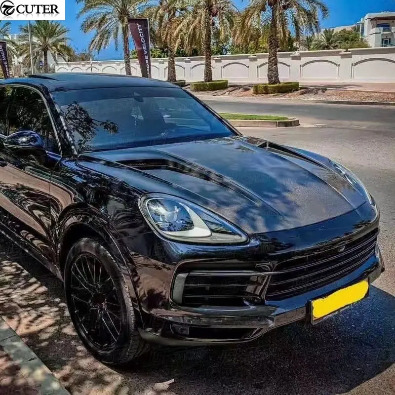 9Y0 9YA Carbon Fiber Frp Front Engine Hoods Auto Car Bonnet Cover for Porsche Cayenne Car Styling 2020