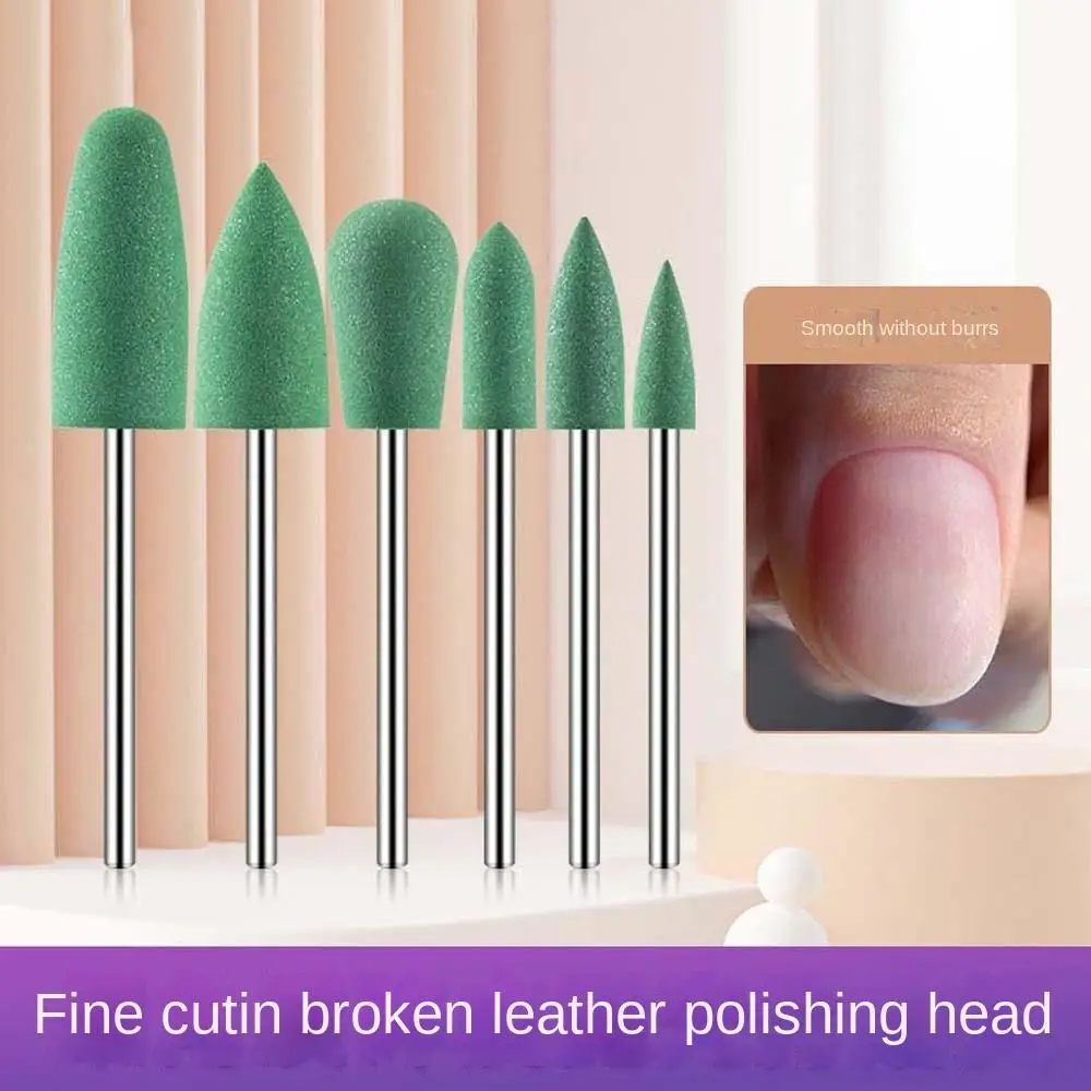 6 sztuk/zestaw Silikonowe głowice polerskie do usuwania lakieru hybrydowego, silikonowe frezy do polerowania paznokci