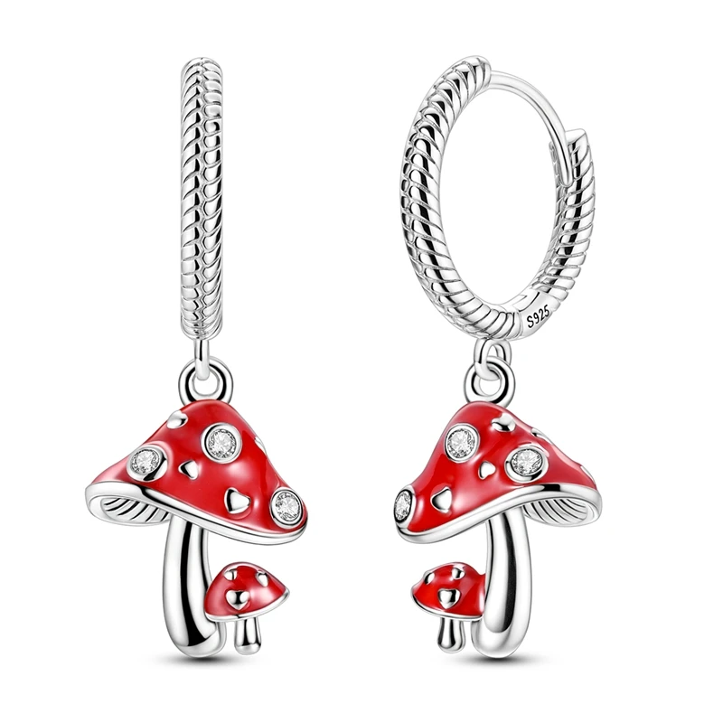 

925 Sterling Silver Earrings Women Heart-Shaped Mushroom Drop Earring For Anniversary Wedding Jewelry Gifts