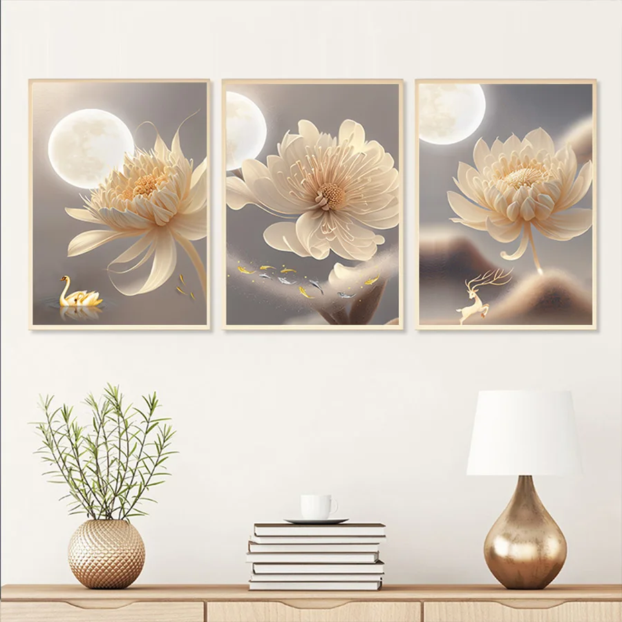 

3Pcs/Set Modern Landscape Flower Plants Flower Canvas Painting Posters Prints Girls Room Wall Art Pictures Home Decor Frameless