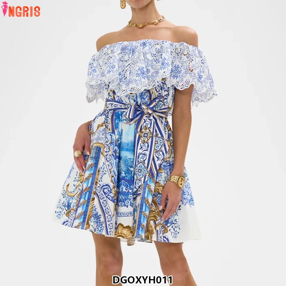 

Women's Dress with Blue and White Porcelain Printing Dress Fashion Sexy Dress sexy clothes for women-DGOXYH011