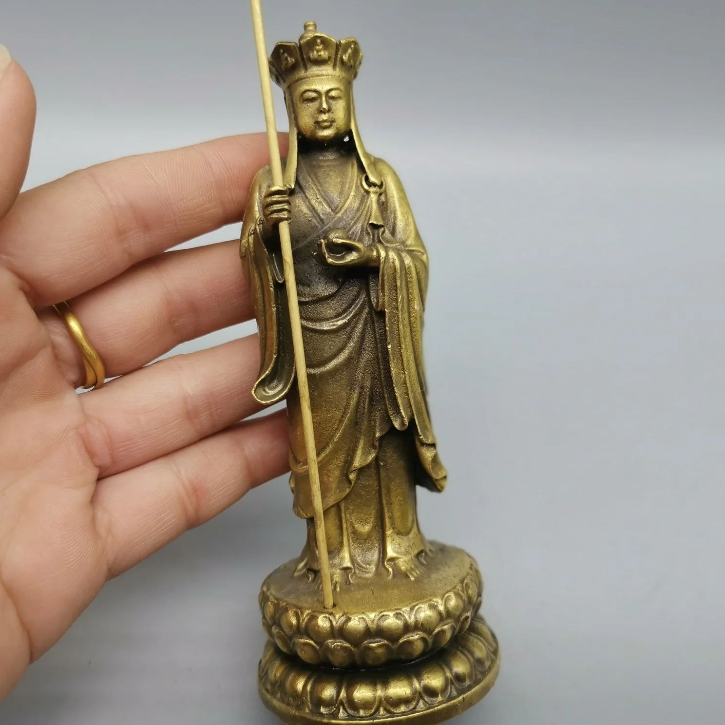 Chinese buddhism Brass Earth Store Ksitigarbha Bodhisattva TangSeng buddha statue