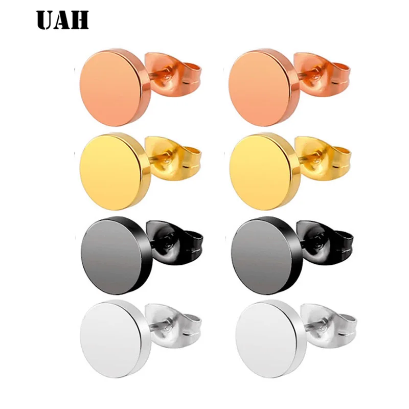 UAH 1Pair  3-12mm Unisex Black Color Stainless Steel Piercing Earring For Women Men Punk Gothic  Earring