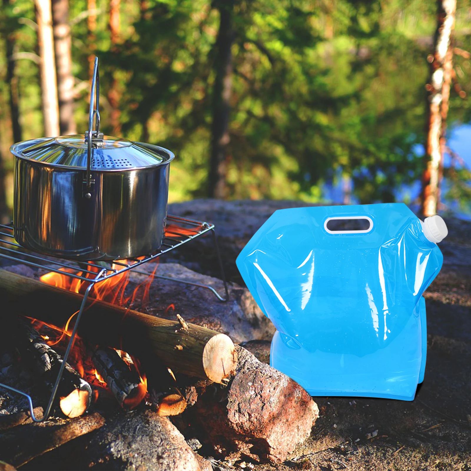 

3Pcs Pe Foldable Water Container Large Capacity Portable Water Storage Bag For Camping Outdoor 10L 5L Foldable Water Bag