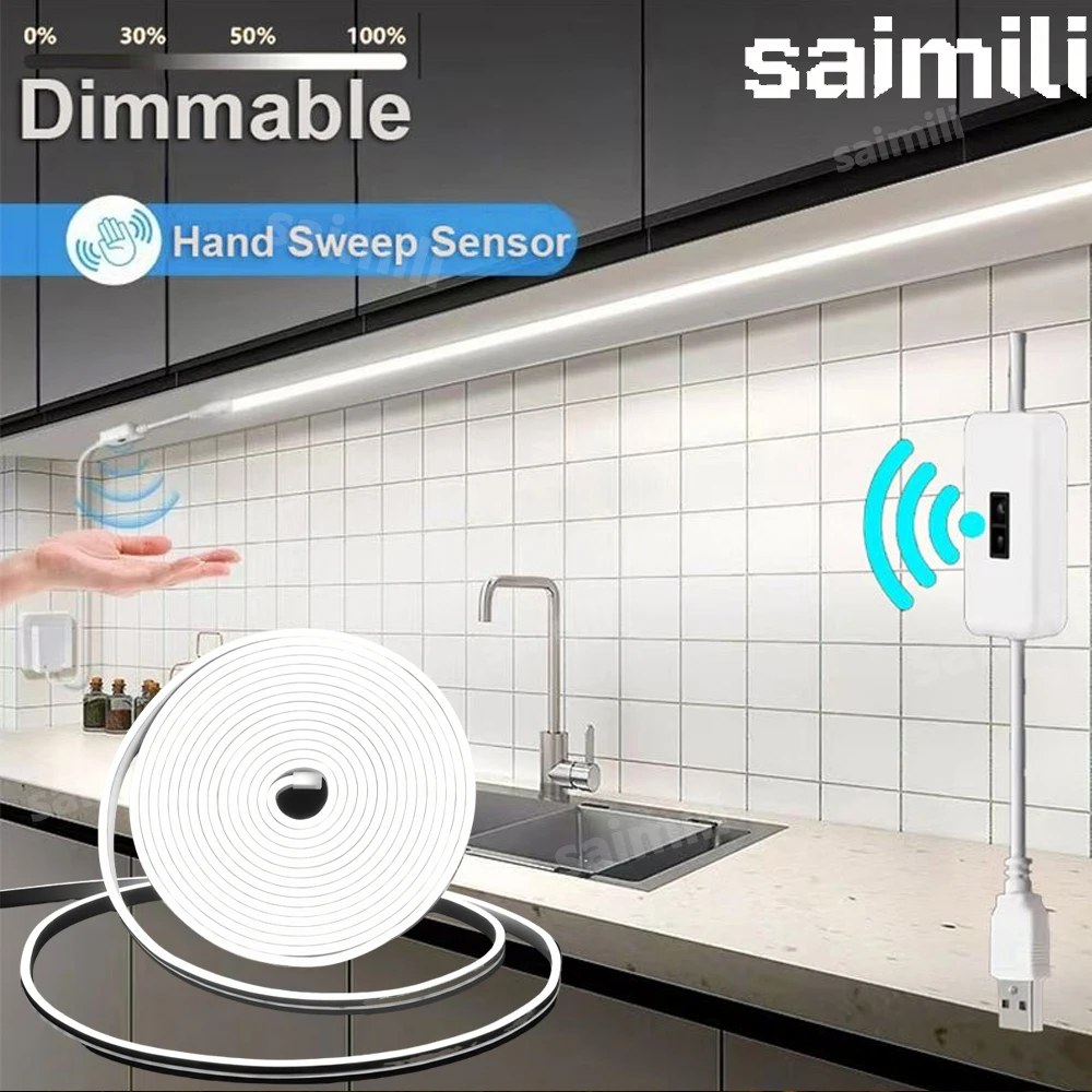Lámpara de neón USB de 5V, Sensor de gestos, cinta Flexible impermeable regulable, tira de luces LED de neón, retroiluminación de dormitorio, iluminación de decoración DIY