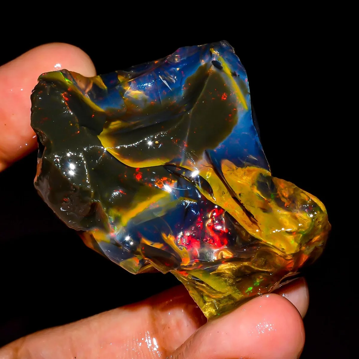 Natural Ethiopian Opal Rough 25-80CT Crystal Fire Opal Play Of Color Jewelry Making Randomly Selected One