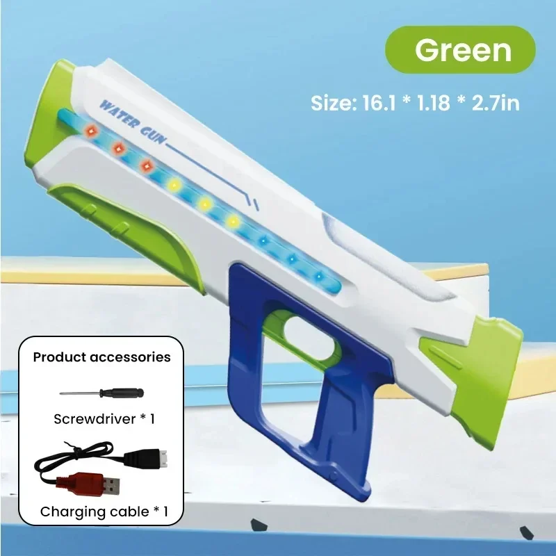 2024 Korean Children Fully Automatic Electric Water Gun With LED SSpray Blaster Summer Pool Outdoor Toys For Kids Adults Gifts