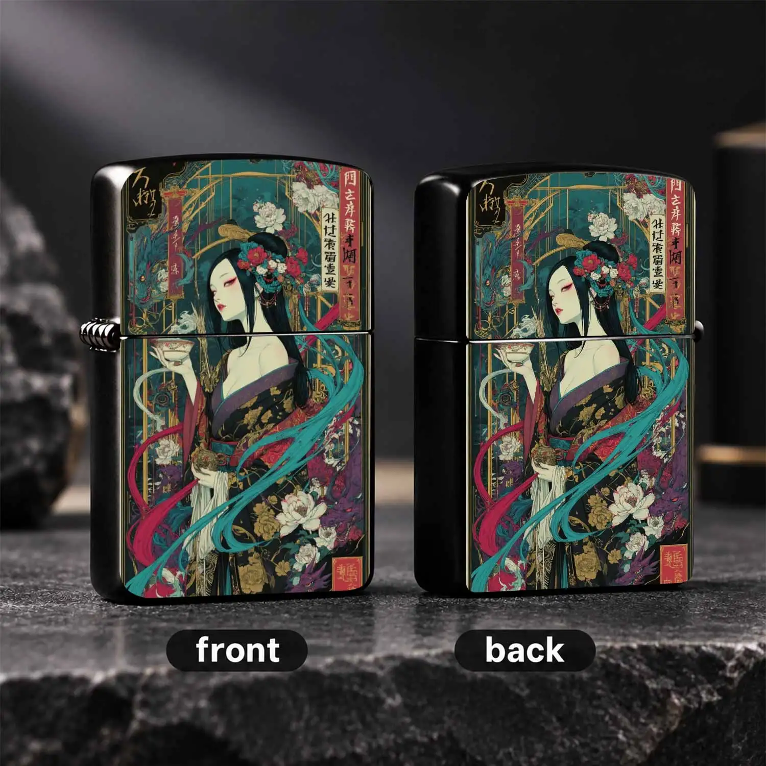 Vintage Ukiyo-e Geisha Pattern, Exquisite Sturdy Body Artistic Decor Accessory, Collectible Desktop Ornament, Creative Gift for Friends Boyfriend, PORTABLE Practical Daily Use Ignition TOOL for Smokers A fun and humorous lighter
