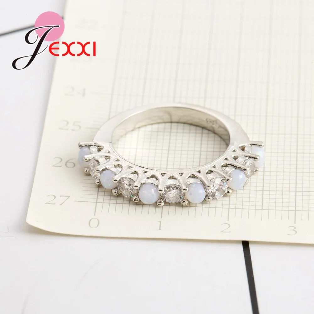 عالية الجودة النساء الإناث مجوهرات الزفاف الطرف 925 فضة البنصر مع كامل AAA أوبال زركونيا مكعب #5