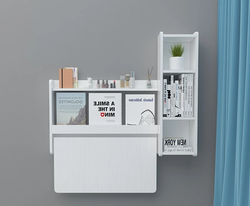 

Folding desk suspended wall-mounted wall bedside integrated study table suspended household bedroom solid wood bookshelf bookcas
