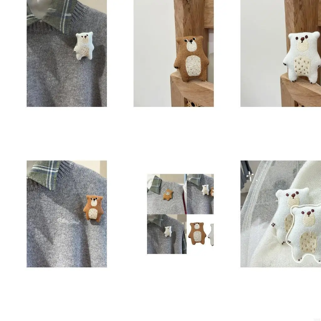 

2Lots Creative Bear Brooch Cartoon Pin Plush Lovely Fabric Gift Fashion Dress Coat Accessories Unisex Gifts Pin Y08E