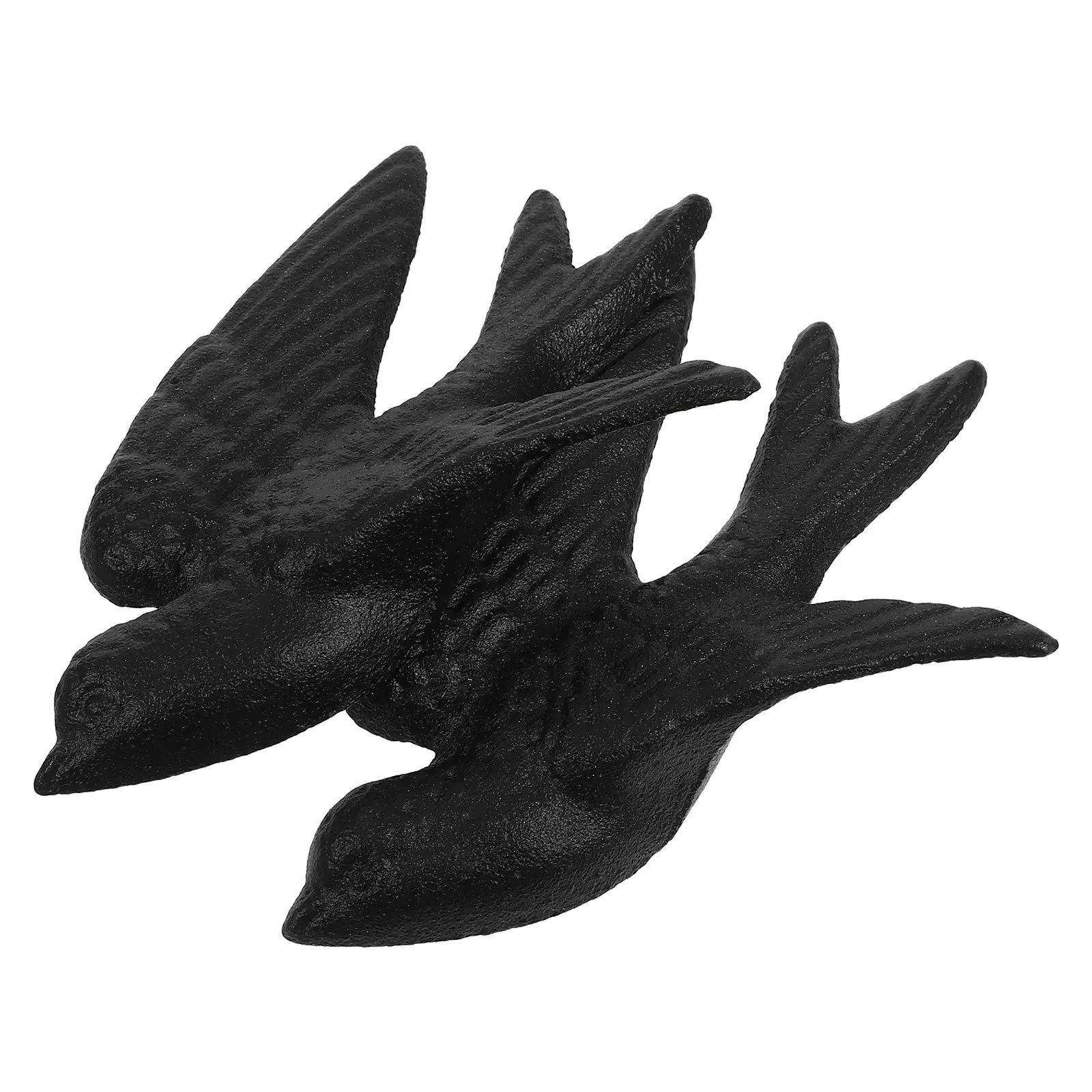 

2 Pcs Cast Iron Decoration Decors Courtyard Statue Artificial Bird Figurine