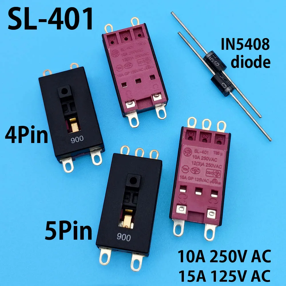 SL-401 hair dryer switch Connector 10A 250V AC/15A 125V AC 4pin 5pin 3 gears toggle switch hair dryer maintenance accessories
