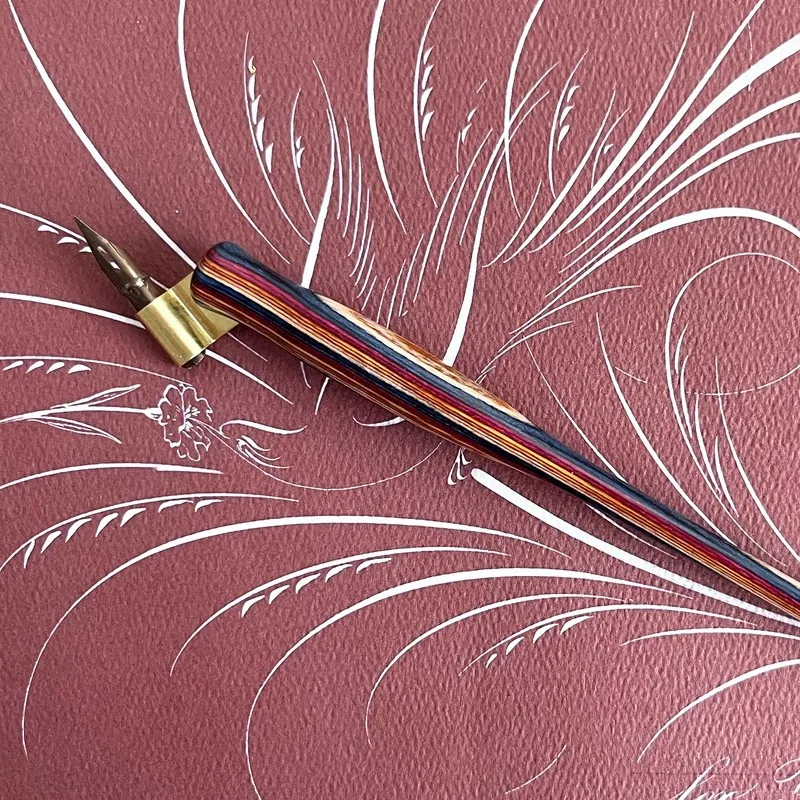 JY Calligraphy Oblique Holder color Tapered English Roundhand Engrosser's script solid wood dip pen copperplate flange