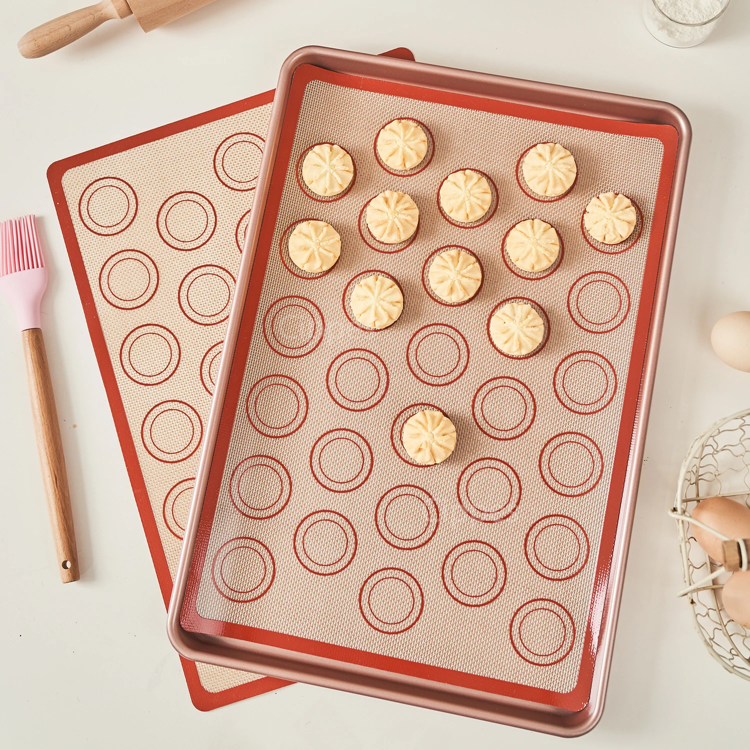 1 x Silikon-Backmatte für den Ofen, wiederverwendbare, antihaftbeschichtete, hitzebeständige Backformbögen, Einlage, Backwerkzeuge für Kekse, Macaron-Brot – Detail 2