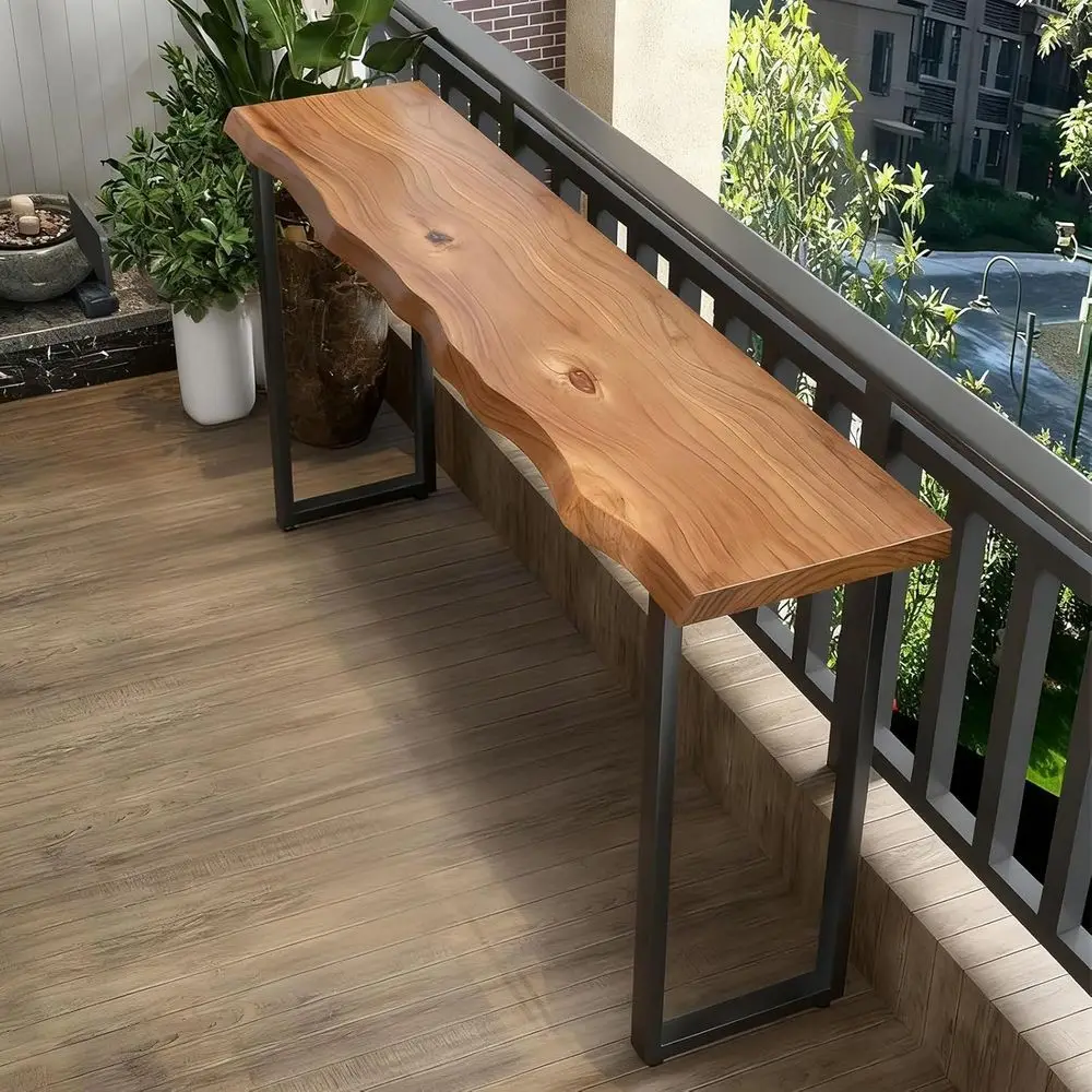 

Стол-бар из массива дерева с столешницей толщиной 2 дюйма, промышленный стол для паба с высокой столешницей, узкий высокий обеденный стол для кухни или ресторана