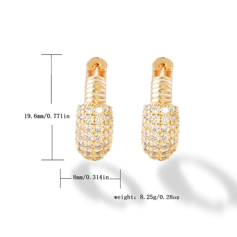 Light gold exquisite zircon women\'s ring earrings plated with 18K gold, fashionable earrings, elegant party minimalist gift