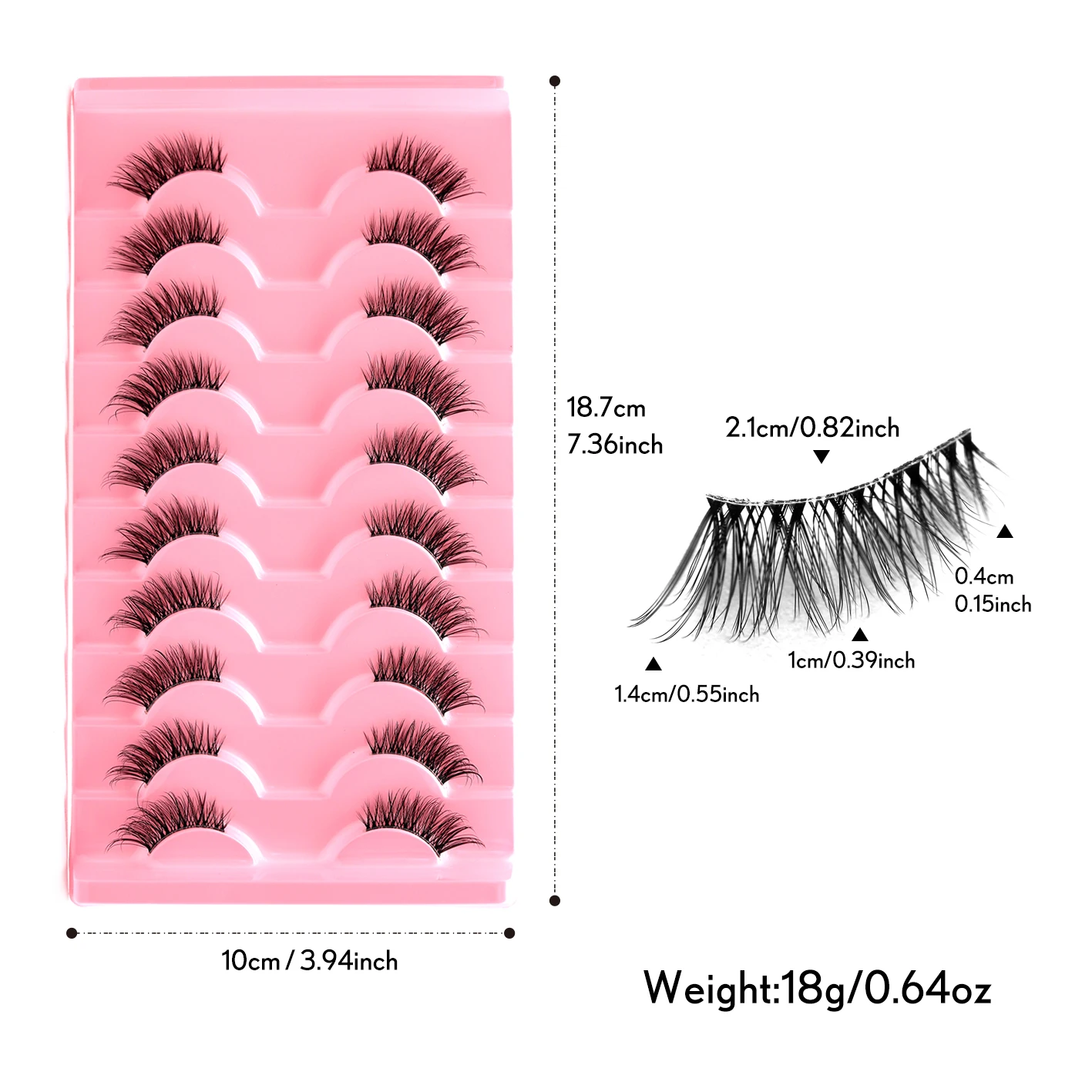 Mezze ciglia Estensioni mezze ciglia dall'aspetto naturale Ciglia finte durevoli per occhi Ciglia finte di facile applicazione