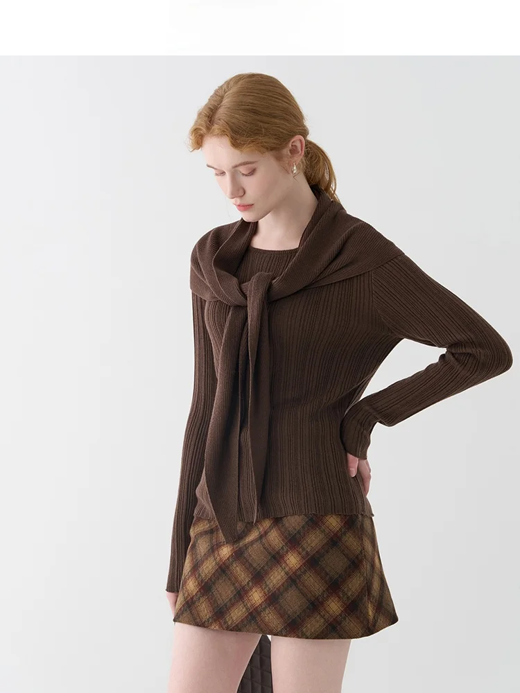 

Повседневный женский шерстяной вязаный свитер с запахом Jiujiu, дизайн, весна 2026, новинка Faion, мягкий крой, длинный свек, круглый Ne