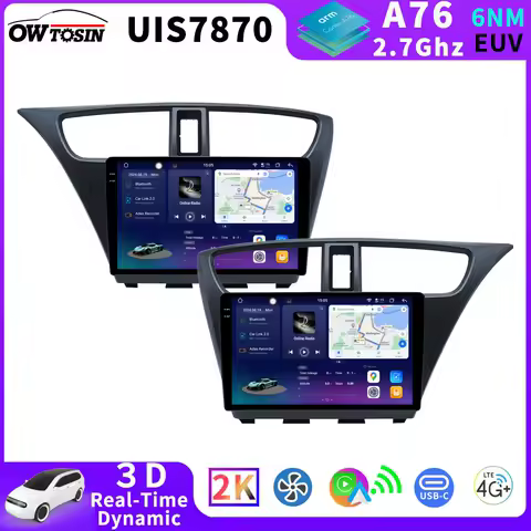 7870 A76 Android 13 12G+256G Car Radio Multimedia Player GPS For Honda Civic 9 Type R Hatchback FK 2011-2017 Video Auto CarPlay