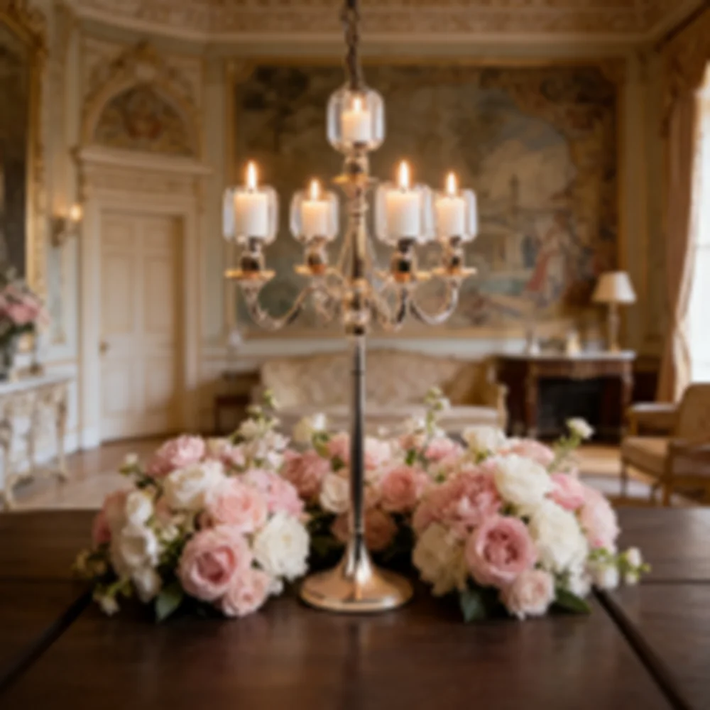 

Retro Candlestick Holder 5 Heads Metal Iron Candle Holder Acrylic Candelabrum For Centerpiece Wedding Decoration Ornaments