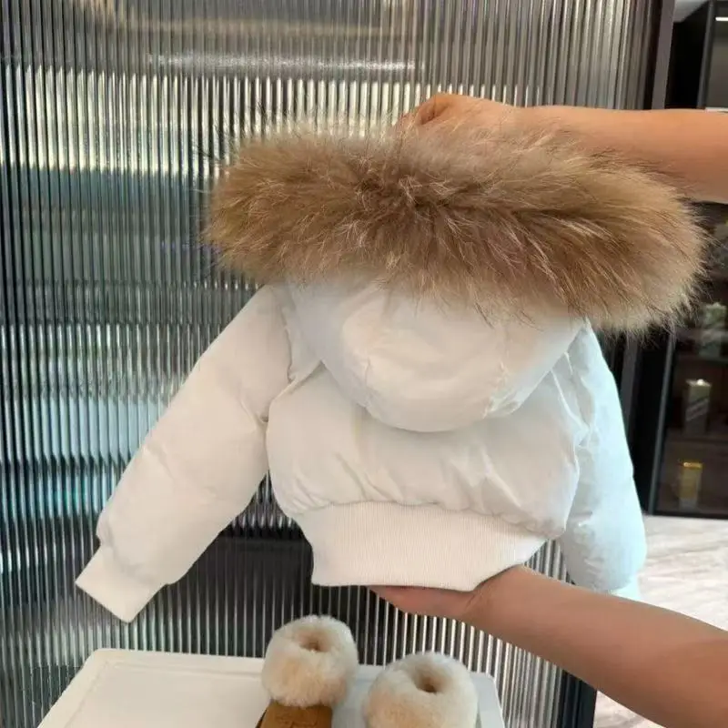 

Kids Girls' Winter Cotton Jacket 2026 New Children's Short Cotton Jacket Warm Fur Collar Cotton Coat 90-150cm