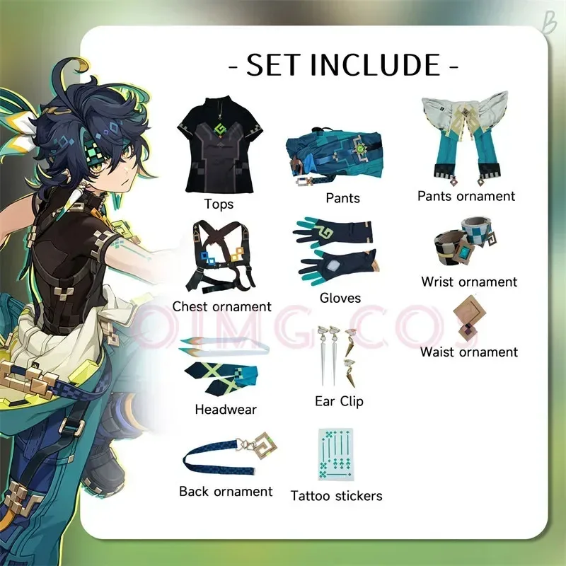 Genshin Impact Kinich Costume Cosplay Uomini adulti Parrucca di Carnevale Uniforme Anime Costumi di Halloween Gioco di travestimento