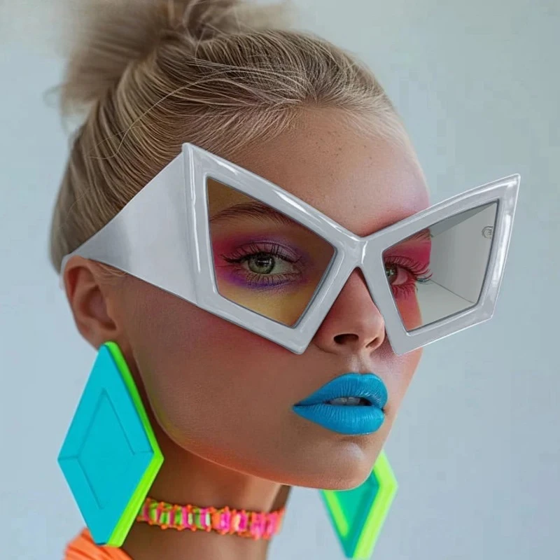 المتضخم عين القط النظارات الشمسية النساء إطار كبير 2025 العلامة التجارية الفاخرة درع فاسق نظارات شمسية للسيدات يندبروف نظارات ظلال UV400